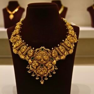 22KT Gold Antique Nakasa Necklace with Pearl & Gold Balls Work (HUID Hallmarked) – Grand Bridal Collection (42.27g)