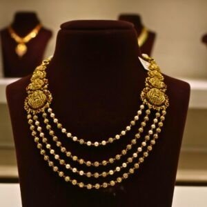 22KT Gold Antique Mohan Mala Pearl Short Necklace (HUID Hallmarked) – Traditional Collection (23.00g)