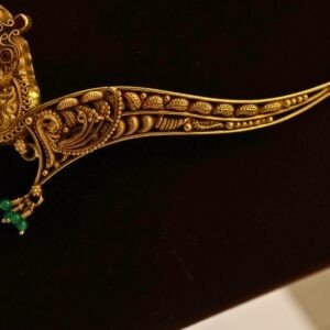 22KT Gold Antique Necklace with Pearl, Emerald Beads & Kundan Work (HUID Hallmarked) – Elegant Traditional Collection (30.65g)