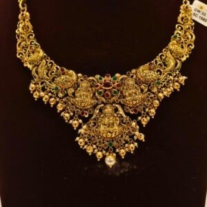 22KT Gold Multi-Stone Necklace (HUID Hallmarked) – Premium Traditional Design (31.48g)