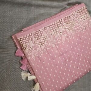 Tussar Silk Cutwork Saree – Dusty Pink with Designer Border (Elegant Festive Collection)