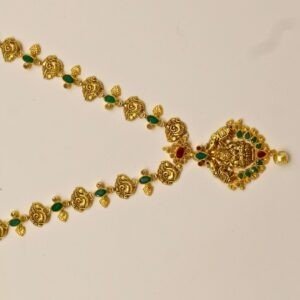 22KT Gold Lakshmi Multi-Stone Necklace (HUID Hallmarked) – Elegant Traditional Collection (14.82g)
