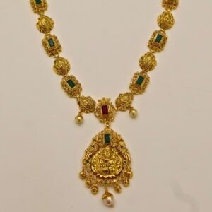 22KT Gold Multi-Stone Necklace (HUID Hallmarked) – Premium Traditional Collection (24.78g)