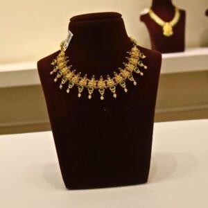 22KT Gold Lakshmi Design Multi-Stone Necklace (HUID Hallmarked) – 27.45g