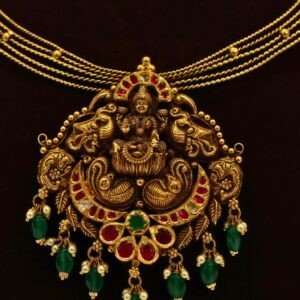 22KT Gold Antique Mohan Mala Pearl Short Necklace (HUID Hallmarked) – Traditional Collection (23.00g)