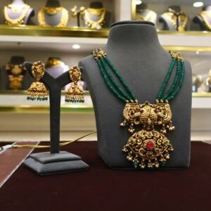 92.5 Silver Beads Hara with Antique Jhumka Set (Combo Jewellery Set)