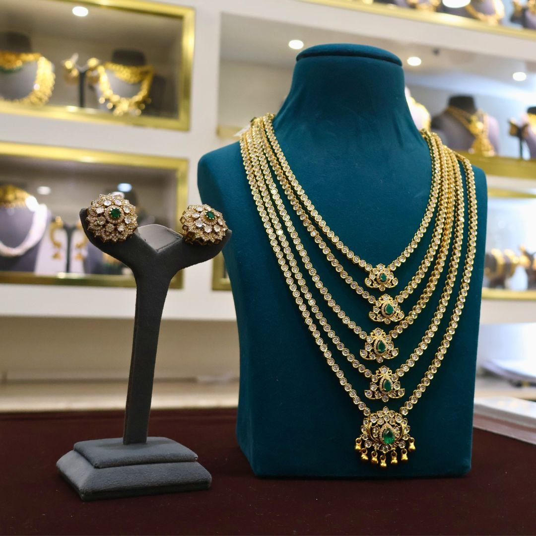 92.5 Silver Stone Hara with Matching Stone Earrings (Combo Jewellery Set)