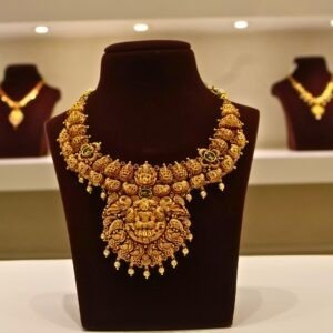 22KT Gold Antique Nakasa Lakshmi Necklace with Gold Balls (HUID Hallmarked) – Grand Bridal Collection (47.21g)