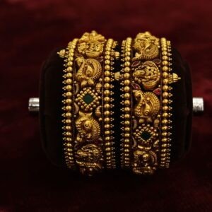 22KT Nagas Bridal Gold Screw Bangles (HUID Hallmarked) – 63.96g