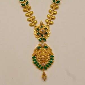 22KT Gold Multi-Stone Necklace (HUID Hallmarked) – Elegant Traditional Collection (21.46g)