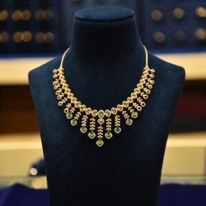18KT Diamond Necklace with Emerald Stones (Luxury Bridal Collection) – 29.84g