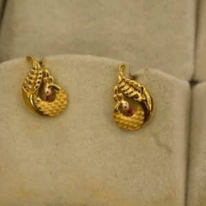 22KT Gold Peacock Design Earrings – Casting Work (HUID Hallmarked) – 3.08g