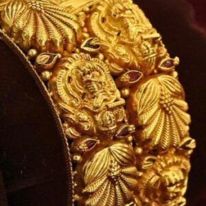 22KT Antique Gold Screw Bangles (HUID Hallmarked) – 46.43g