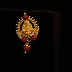 22KT Gold Bombay Design Stud Earrings with Coral (HUID Hallmarked) – 3.71g