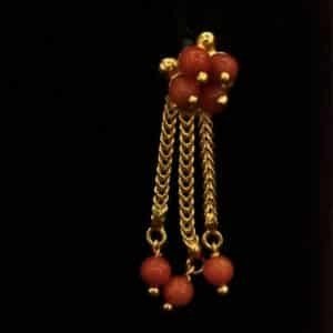 22KT Gold Fancy Coral Drop Earrings (HUID Hallmarked) – Elegant Designer Collection (4.61g)