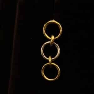 22KT Gold Casting Ring Design Stud Earrings with Rhodium Polish (HUID Hallmarked) – 3.56g