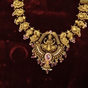 22KT Nagas Gold Bridal Hara with Pearl Work (HUID Hallmarked) – 76.60g
