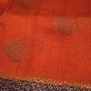 Tussar Banarasi Silk Saree – Orange with Purple Combination (2 Colors Available)