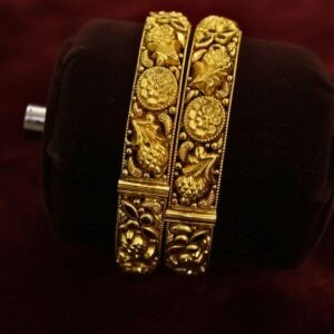 22KT Antique Gold Screw Bangles (HUID Hallmarked) – 35.78g