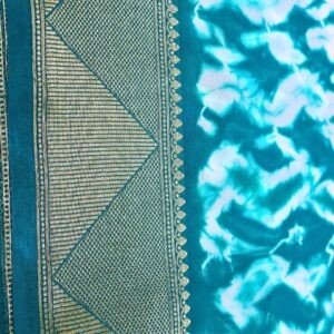 Crepe Saree – Teal Blue Tie-Dye with Zari Border (Stylish Party Wear Collection)