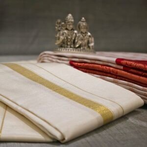 Kanchipuram Silk Saree with Pure Cotton Dhoti Set (Couple Traditional Combo)