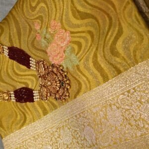 Fancy Designer Saree – Mustard Yellow with Zari Border & Floral Work (Premium Festive Collection)