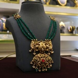 92.5 Silver Beads Hara with Antique Jhumka Set (Combo Jewellery Set)