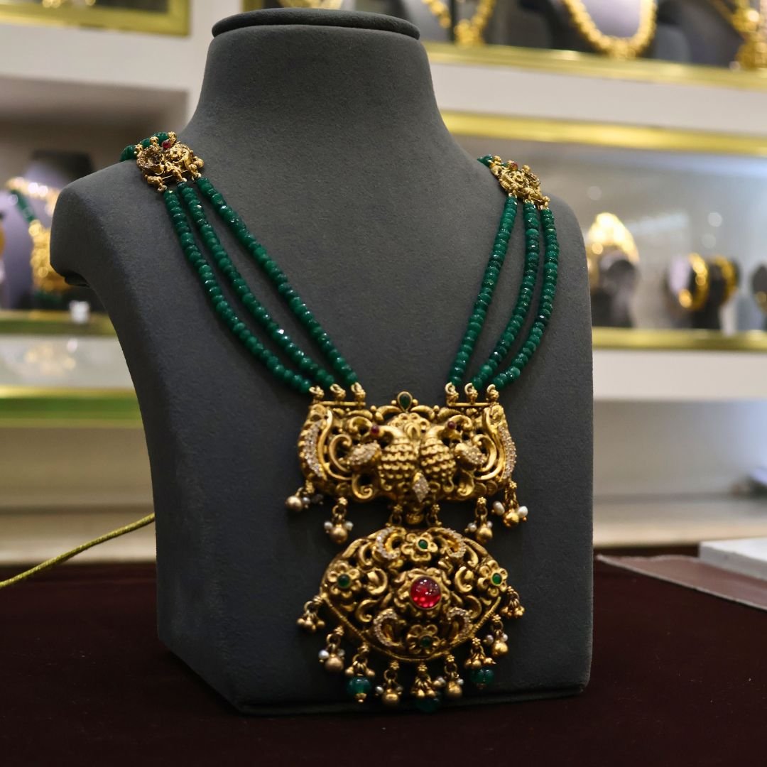 92.5 Silver Beads Hara with Antique Jhumka Set (Combo Jewellery Set)