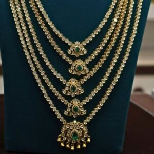 92.5 Silver Stone Hara with Matching Stone Earrings (Combo Jewellery Set)