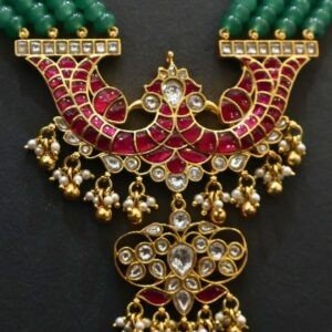 92.5 Silver Kundan Work Hara with Stone Choker Set (Premium Combo Jewellery)