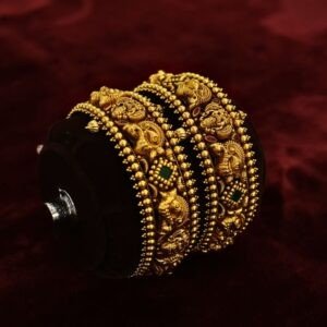 22KT Nagas Bridal Gold Screw Bangles (HUID Hallmarked) – 63.96g