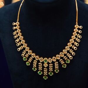 18KT Diamond Necklace with Emerald Stones (Luxury Bridal Collection) – 29.84g