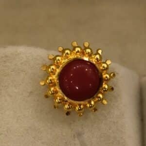 22KT Gold Nellore Design Earrings with Coral Stones (HUID Hallmarked) – Traditional Collection (4.15g)