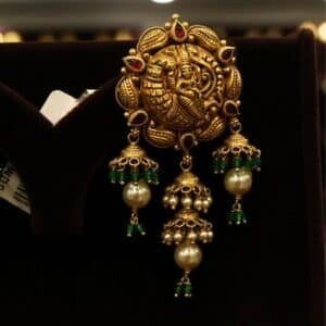 22KT Gold Antique Nagas Pearl Beaded Stud Earrings (HUID Hallmarked) – 18.23g