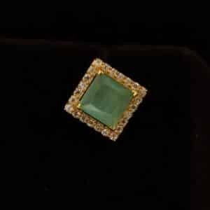 22KT Gold Stone Stud Earrings with Moonstone & Zircon (HUID Hallmarked) – 3.13g