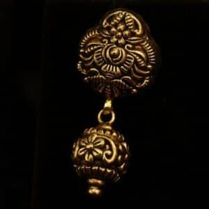 22KT Gold Antique Electro Beads Nagas Design Stud Earrings (HUID Hallmarked) – 7.16g