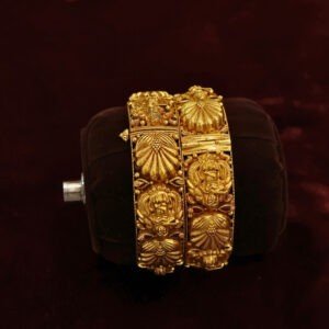 22KT Antique Gold Screw Bangles (HUID Hallmarked) – 46.43g