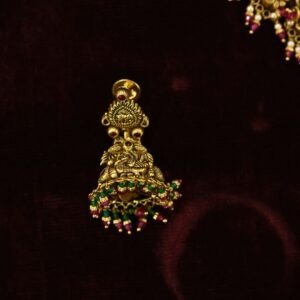 22KT Nagas Bridal Gold Set (Hara, Necklace & Jhumka) with Red & Pearl Work (HUID Hallmarked) – 115.61g