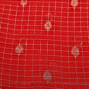 Chiffon Saree – Red with Embroidery Floral Border (Elegant Party Wear Collection)