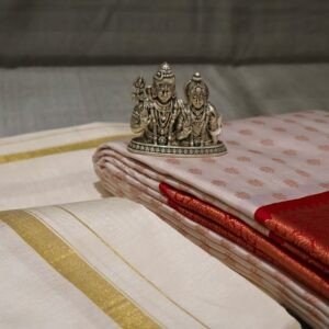 Kanchipuram Silk Saree with Pure Cotton Dhoti Set (Couple Traditional Combo)