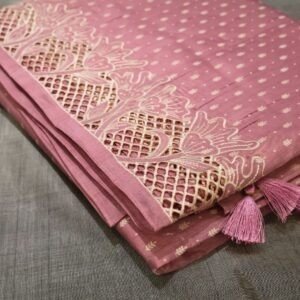 Tussar Silk Cutwork Saree – Dusty Pink with Designer Border (Elegant Festive Collection)