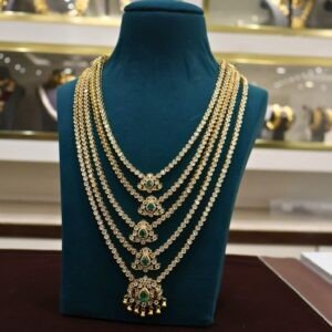 92.5 Silver Stone Hara with Matching Stone Earrings (Combo Jewellery Set)