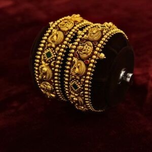 22KT Nagas Bridal Gold Screw Bangles (HUID Hallmarked) – 63.96g