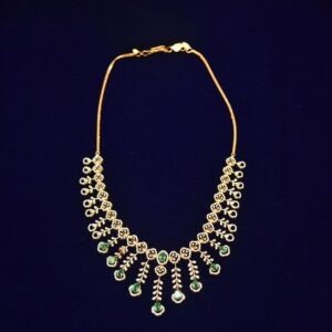 18KT Diamond Necklace with Emerald Stones (Luxury Bridal Collection) – 29.84g