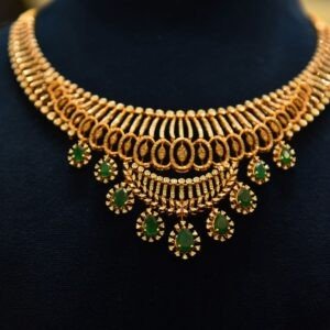 18KT Diamond Necklace with Emerald Stones (Luxury Bridal Collection) – 50.11g