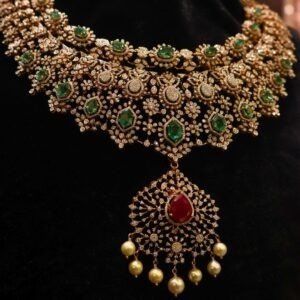 18KT Diamond 3-in-1 Detachable Necklace with Emerald & Ruby (Luxury Bridal Collection) – 114.07g