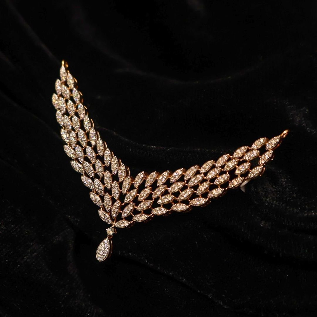 18KT Diamond Double Hook Pendant (1.00 Ct) – Elegant Designer Piece