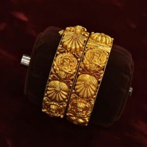 22KT Antique Gold Screw Bangles (HUID Hallmarked) – 46.43g