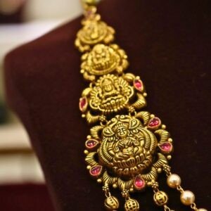 22KT Antique Mohan Mala with Pearl Short Necklace (HUID Hallmarked) – 23.00g