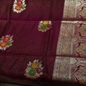 Banarasi Embossed Saree – Maroon with Rich Zari Design (Premium Collection)